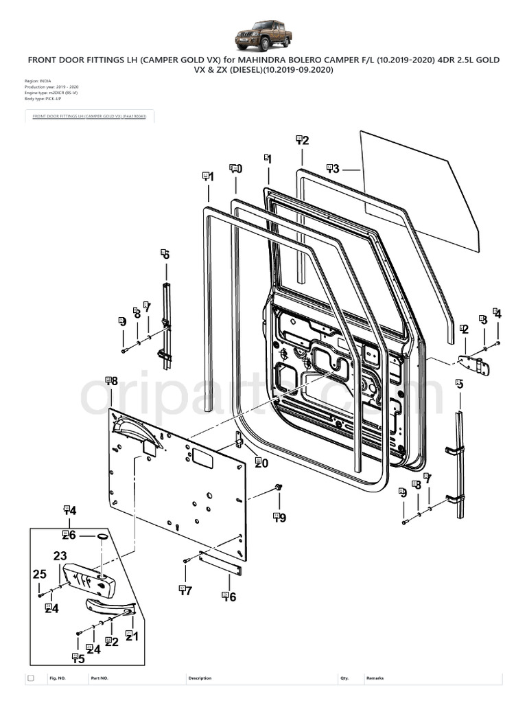 Front Door Fittings LH (Camper Gold VX) | PDF