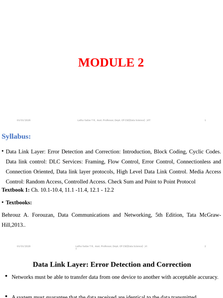 Data Link Layer: Error Detection & Correction | PDF | Computer Network ...