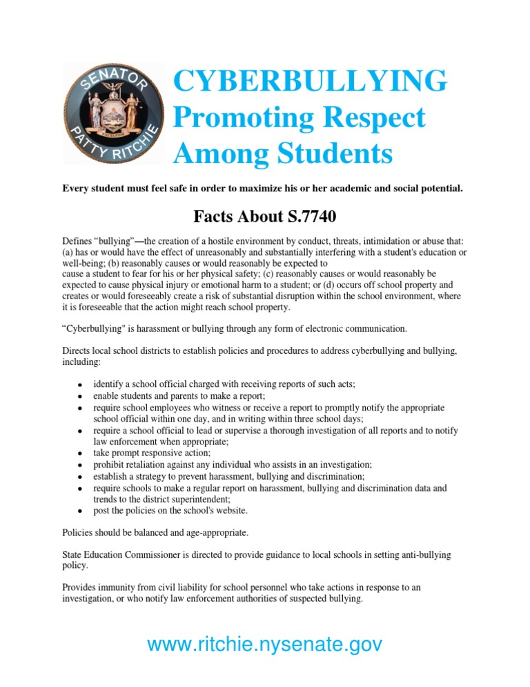 Fact Sheet on Cyberbullying Law