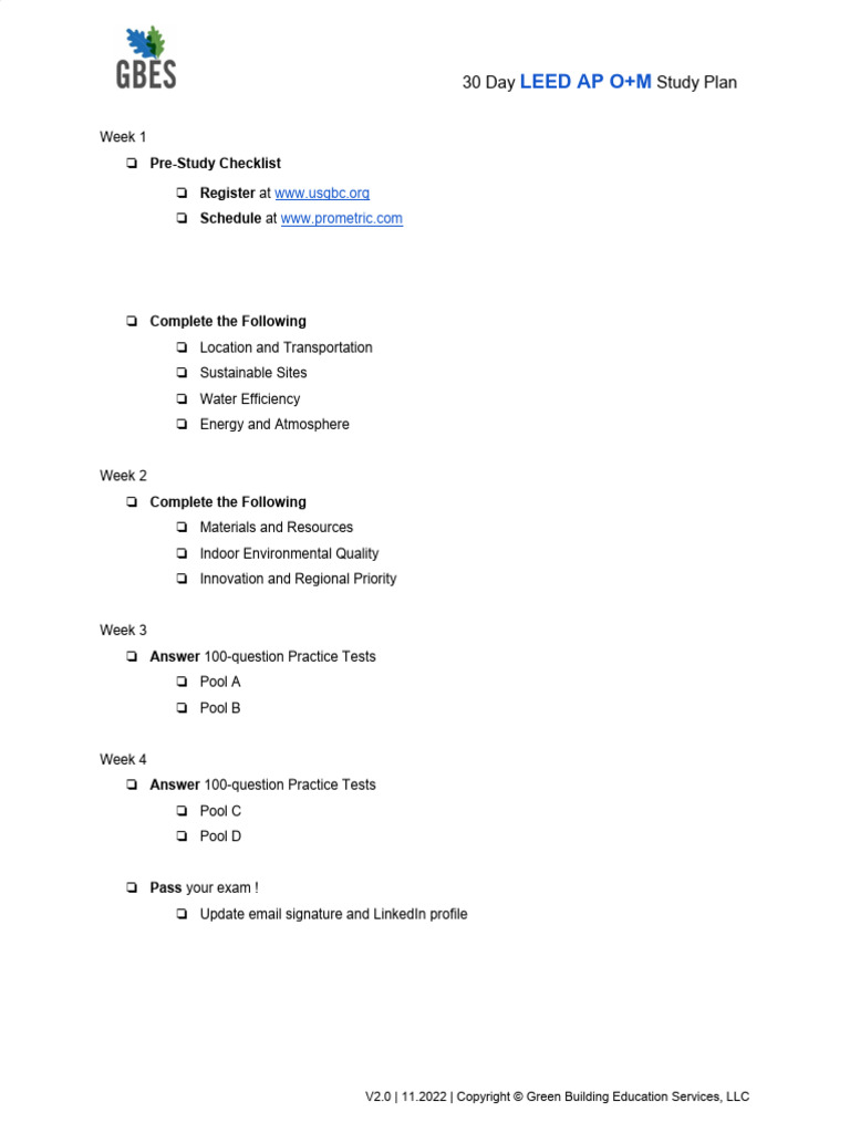 30-Day LEED AP O+M Study Guide | PDF