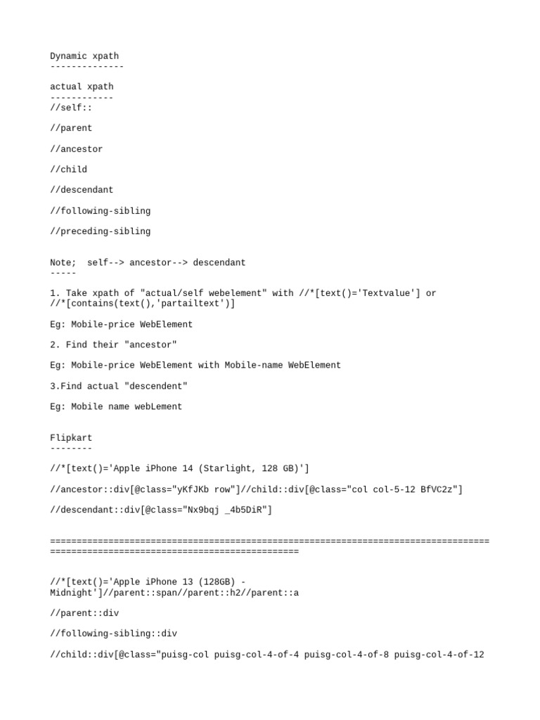 Dynamic Xpath | PDF