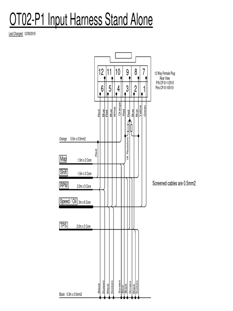 OT02 P1 Input Harness Stand Alone | PDF | Electronics | Electrical ...