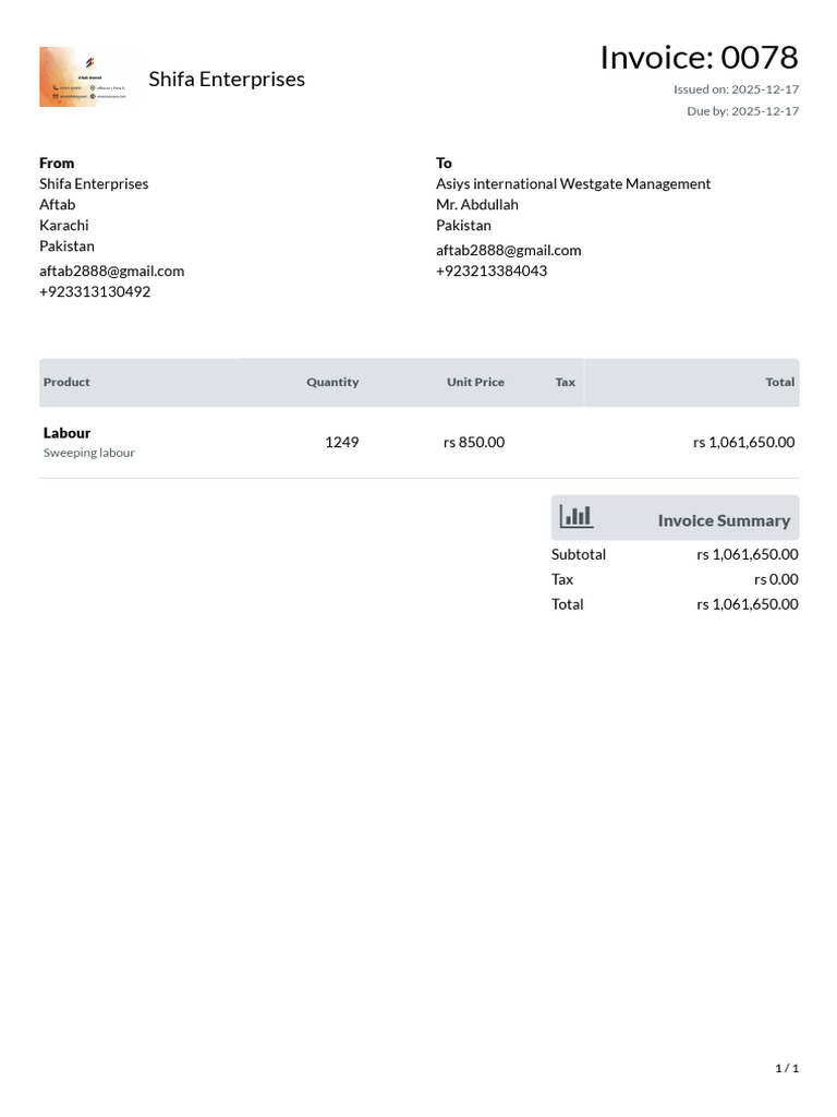 Invoice - 0078 | PDF