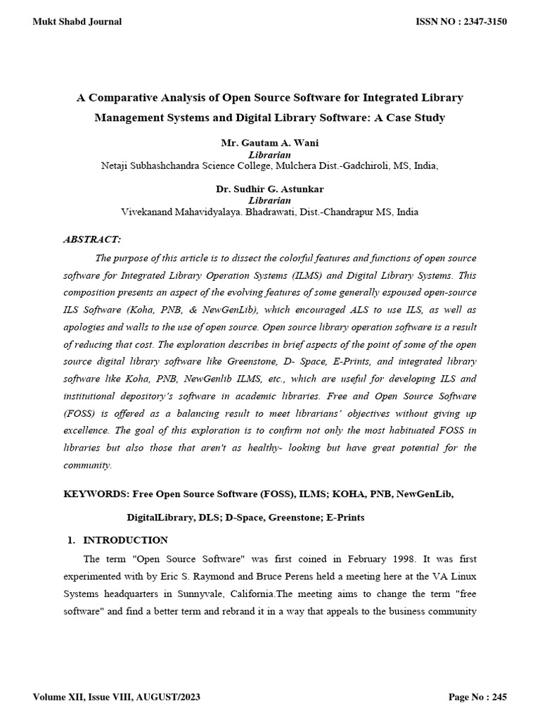 Open Source Library Software Comparison | PDF | Metadata | Libraries