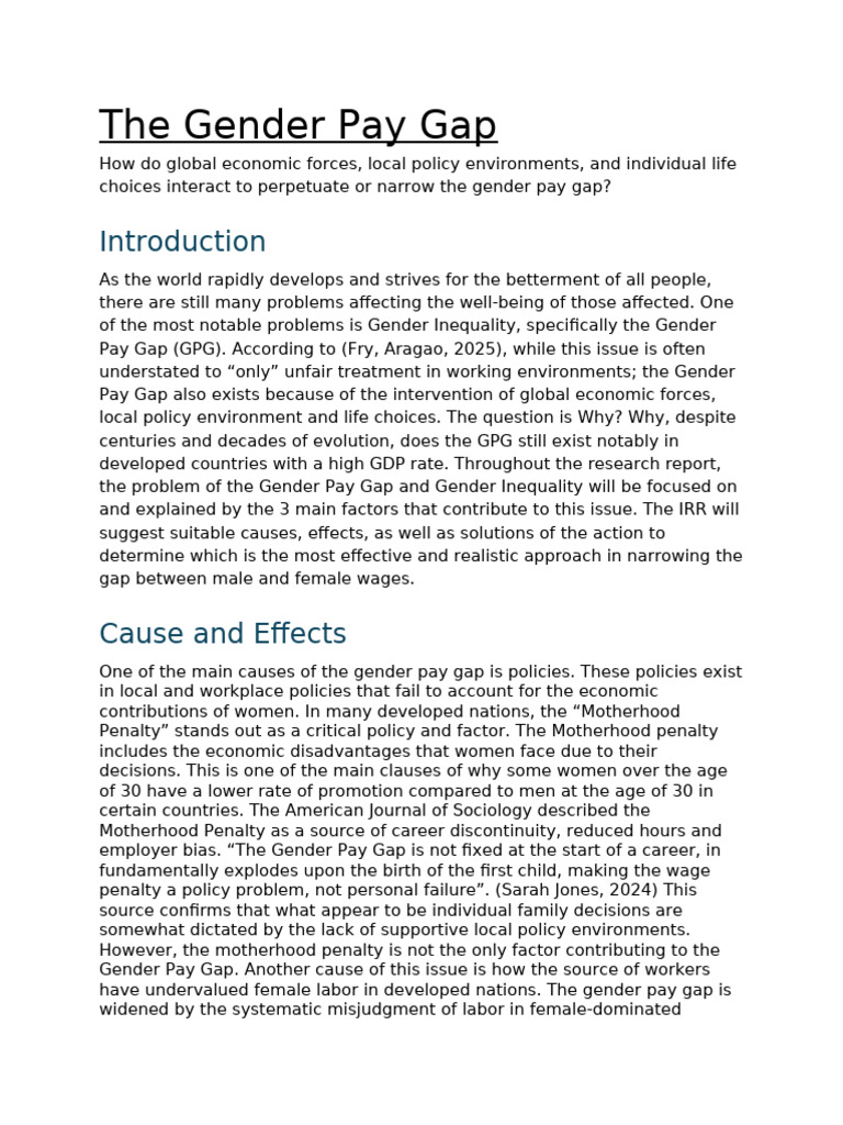 Understanding the Gender Pay Gap Factors | PDF