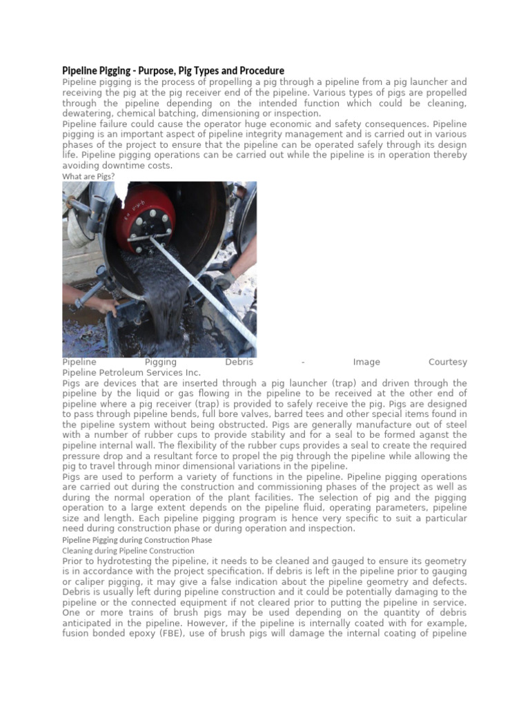 Pipeline Pigging: Types and Procedures | PDF | Valve | Mechanical ...