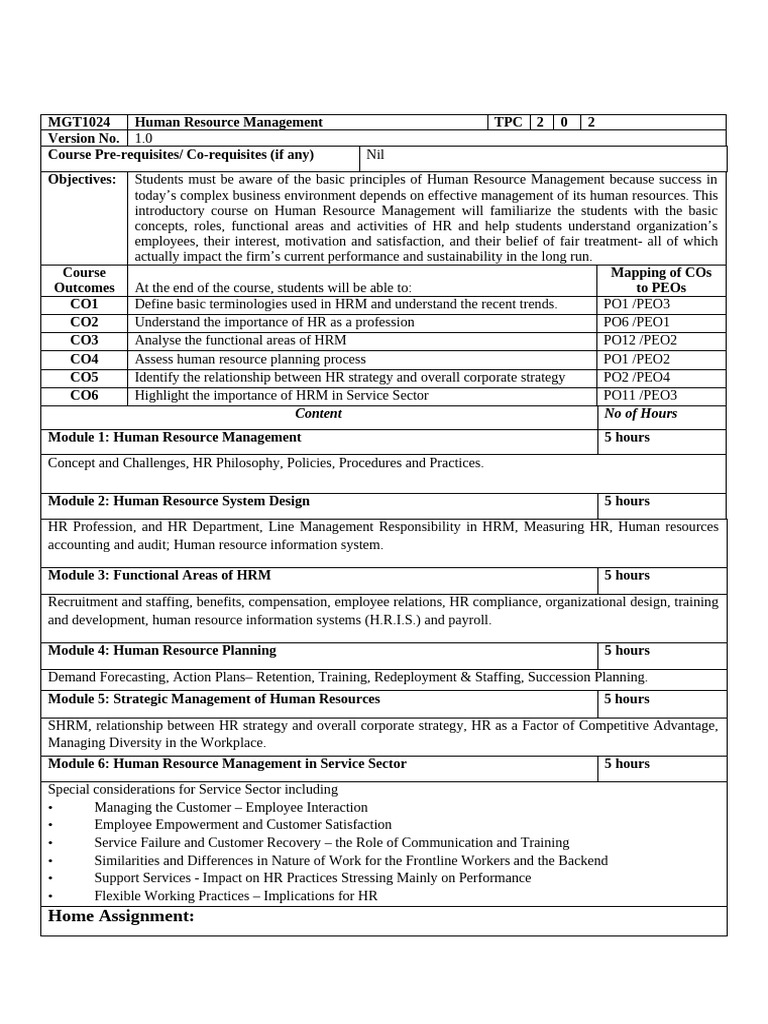 Intro to Human Resource Management Course | PDF | Human Resource ...