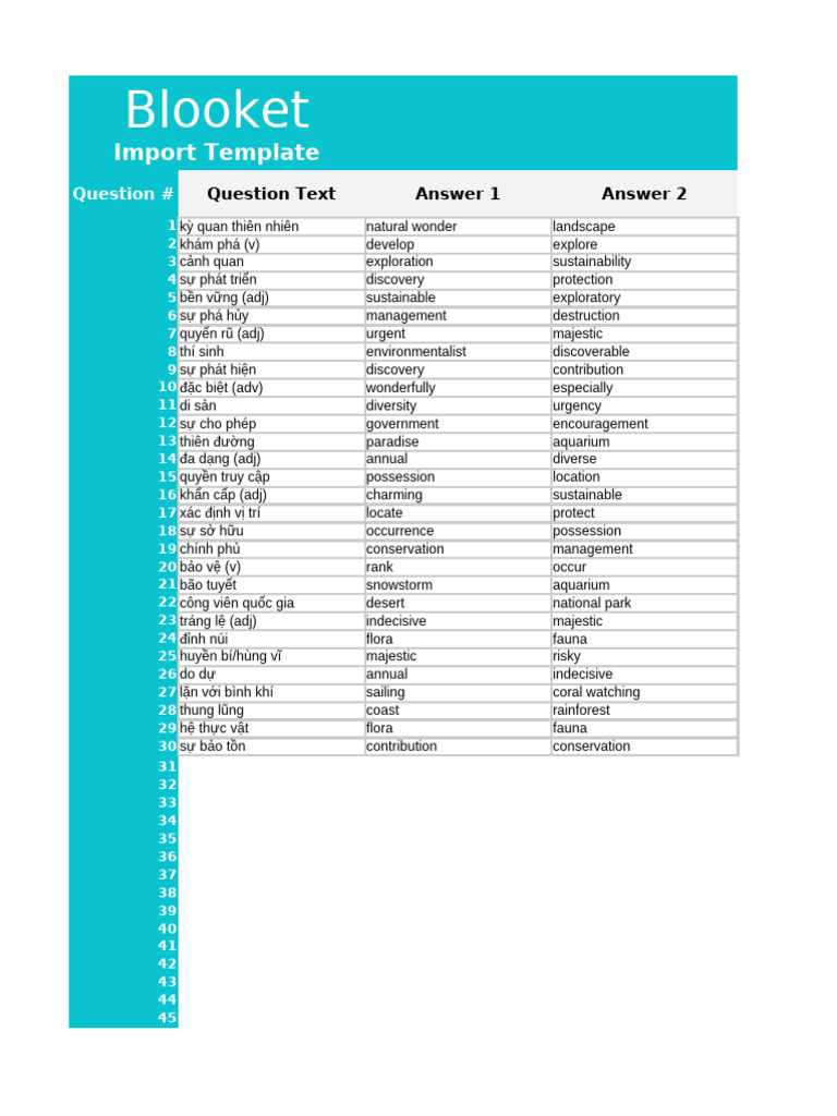 Blooket Spreadsheet Import Template-CRBqcEp3 | PDF
