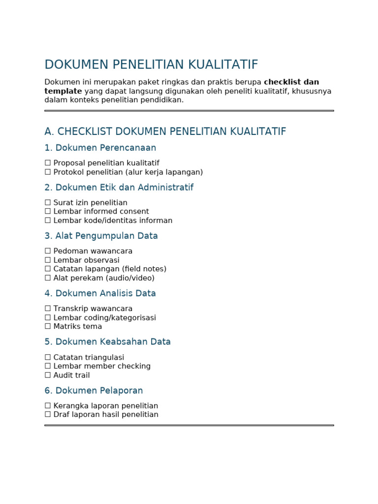 Dokumen Penelitian Kualitatif | PDF