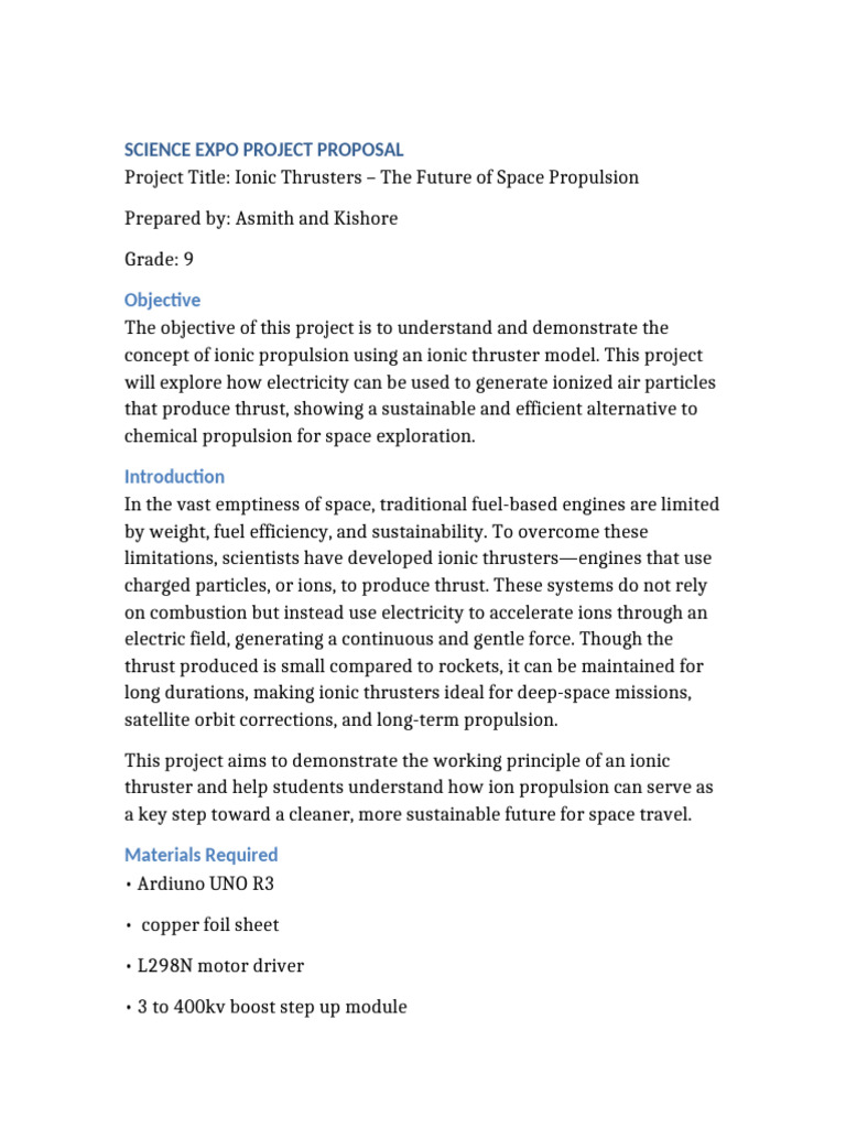 Ionic Thrusters: Future Space Propulsion | PDF | Spacecraft Propulsion ...