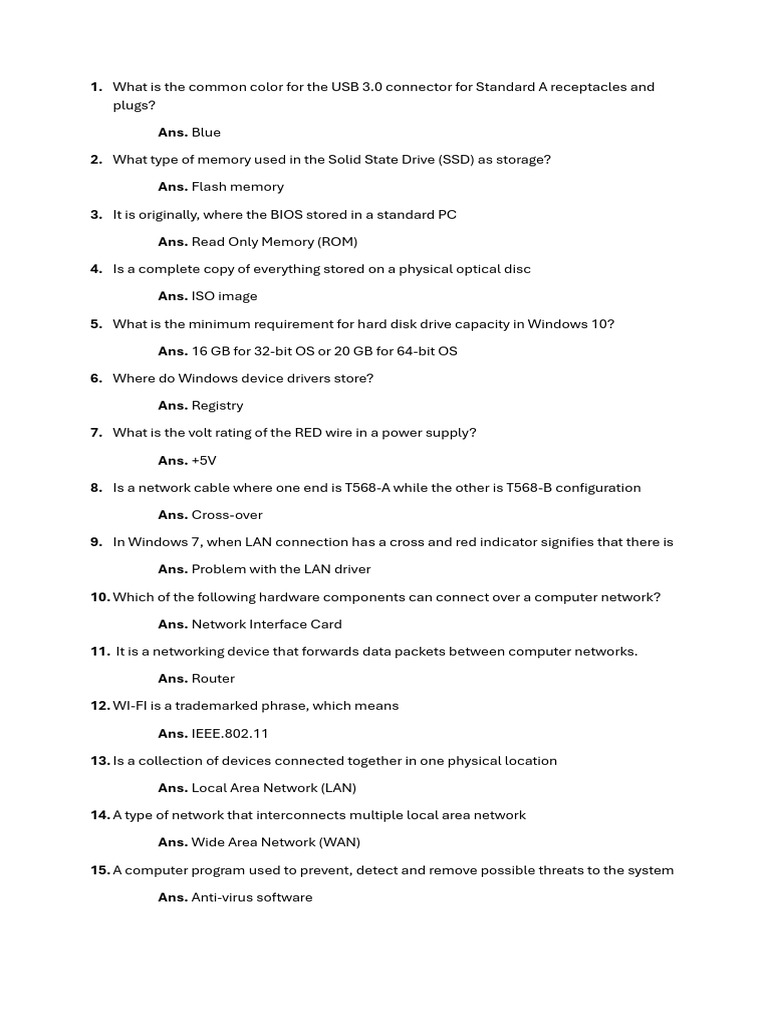 Essential Computer Hardware FAQs | PDF | Computer Network | Local Area ...
