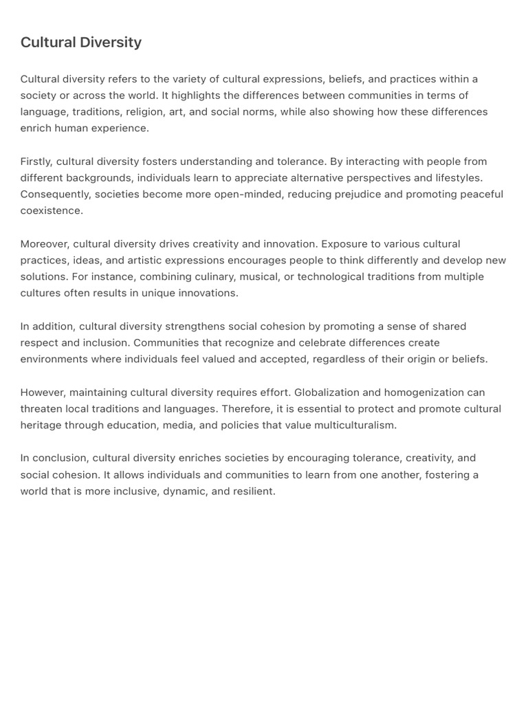 Cultural Diversity | PDF