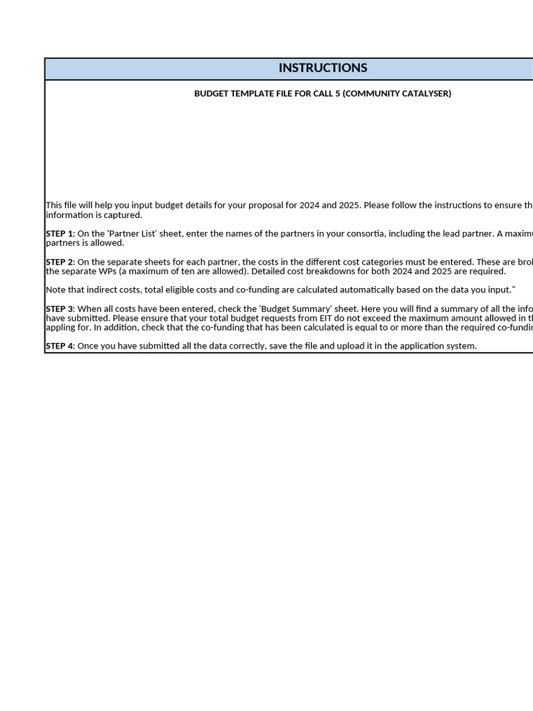 European Formal Budget Form - Call 5 Rev 04.08 Updated Proposal | PDF