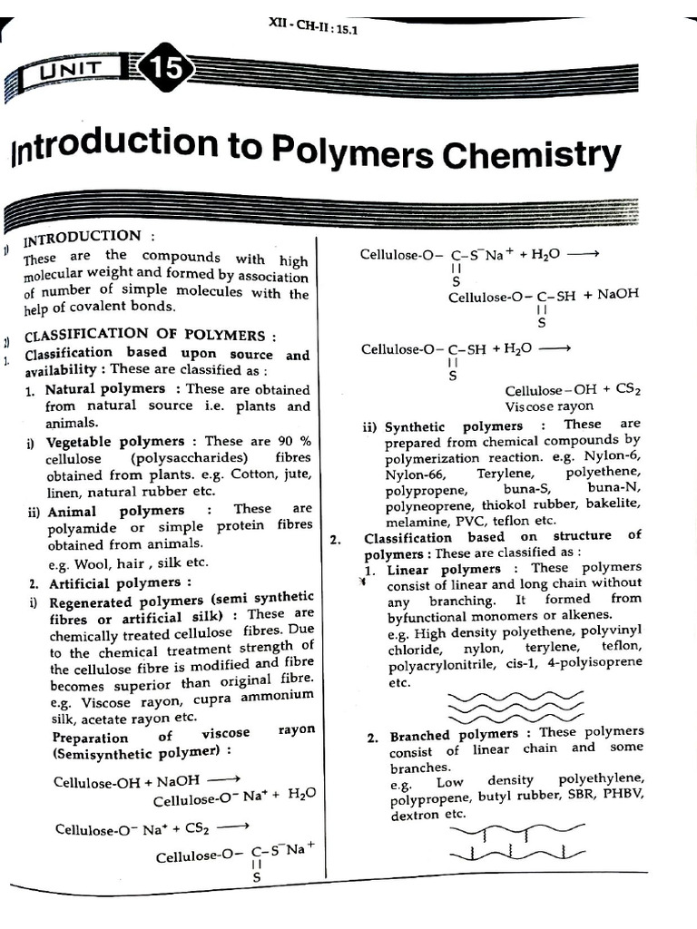Class 12th Chemistry Polymer | PDF