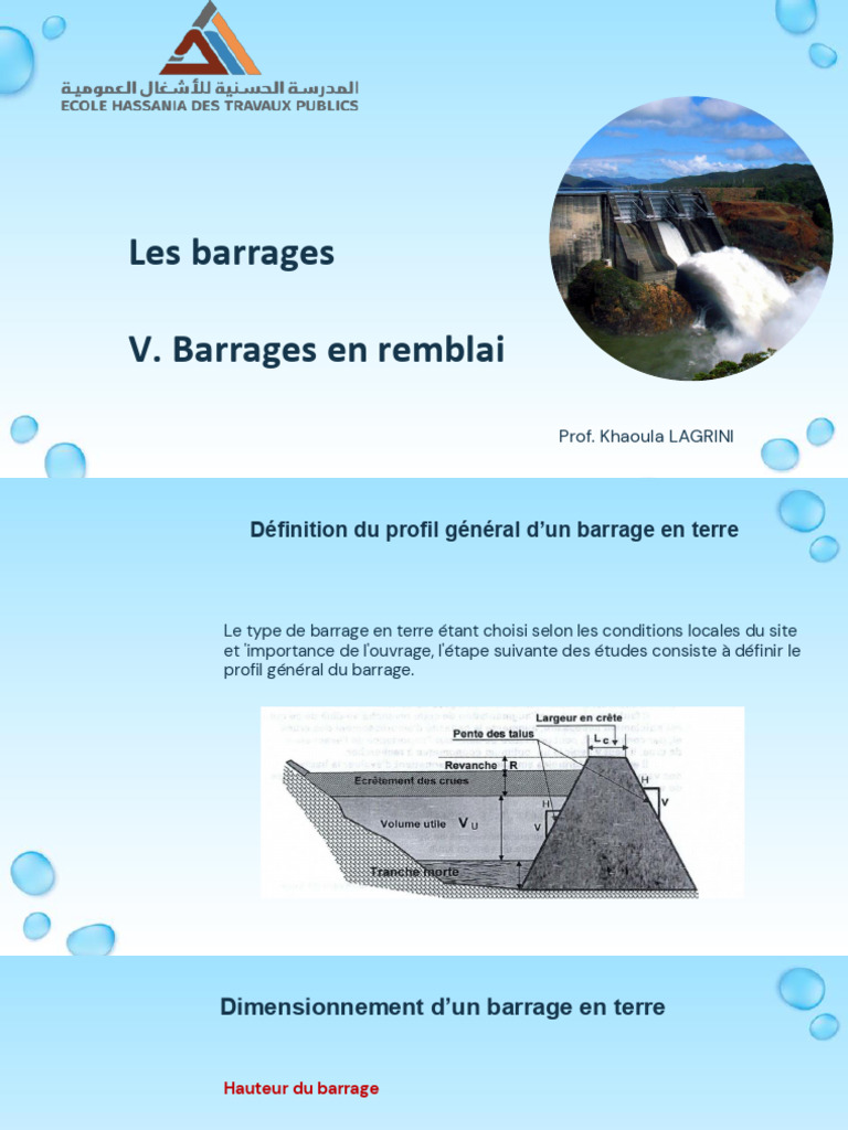 Dimensionnement et conception des barrages en terre | PDF | Barrage ...