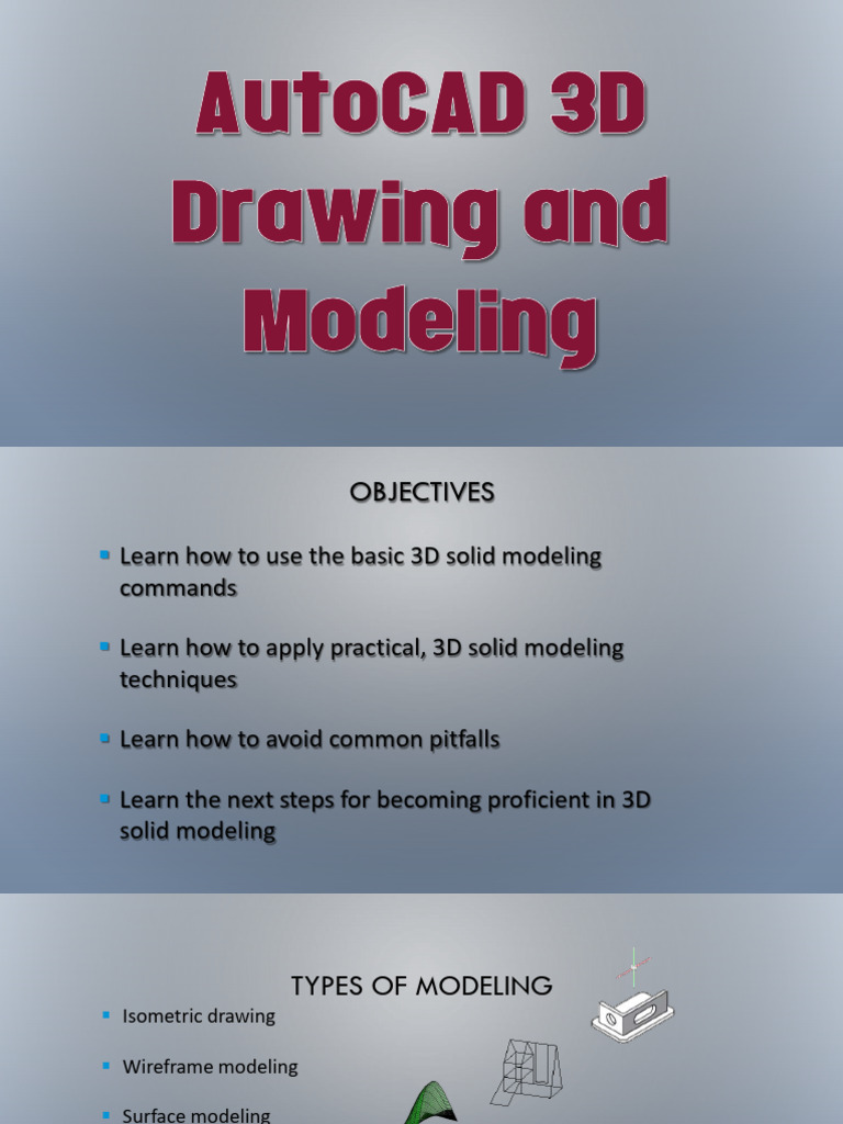 LESSON 3 AutoCAD 3D Drawing Modeling | PDF | Cartesian Coordinate ...