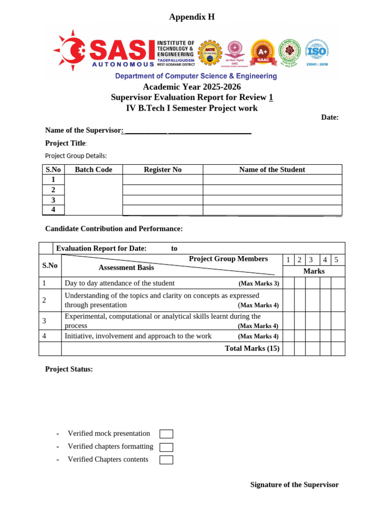 Supervisor Evaluation Report 2025-2026 | PDF