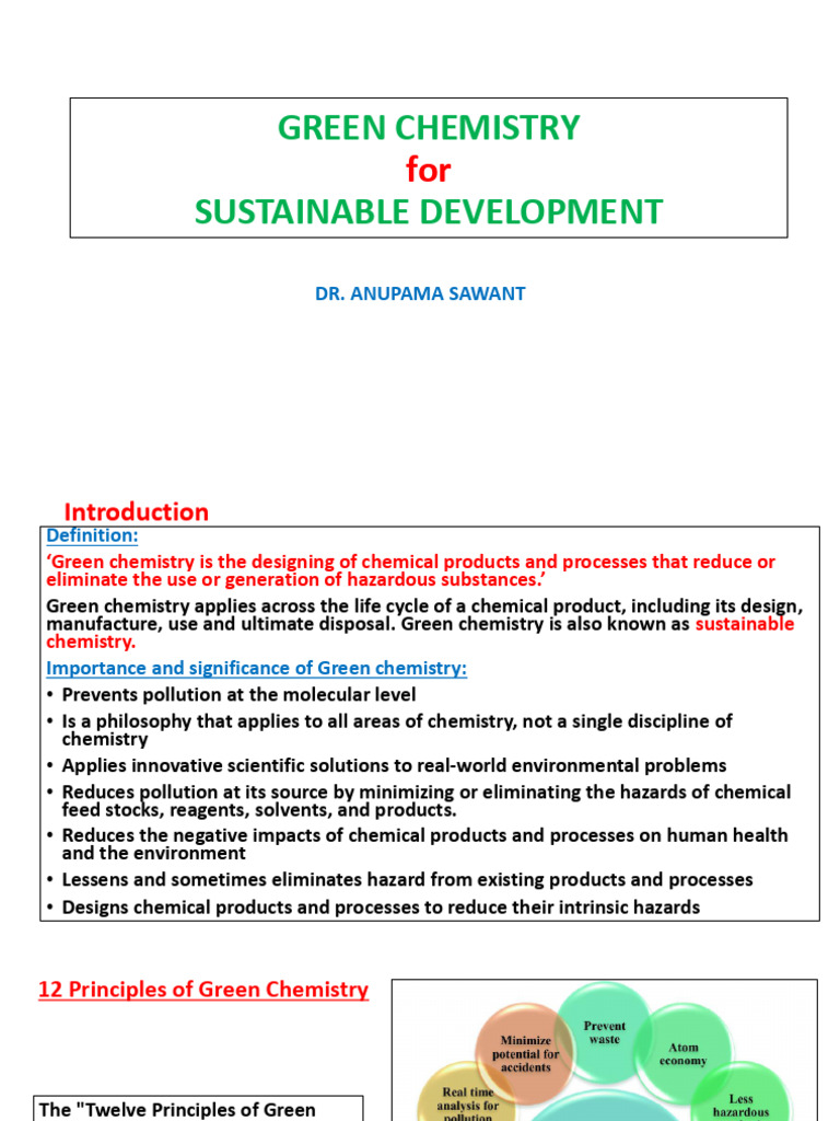Green Chemistry Principles for Sustainability | PDF | Biodiesel ...