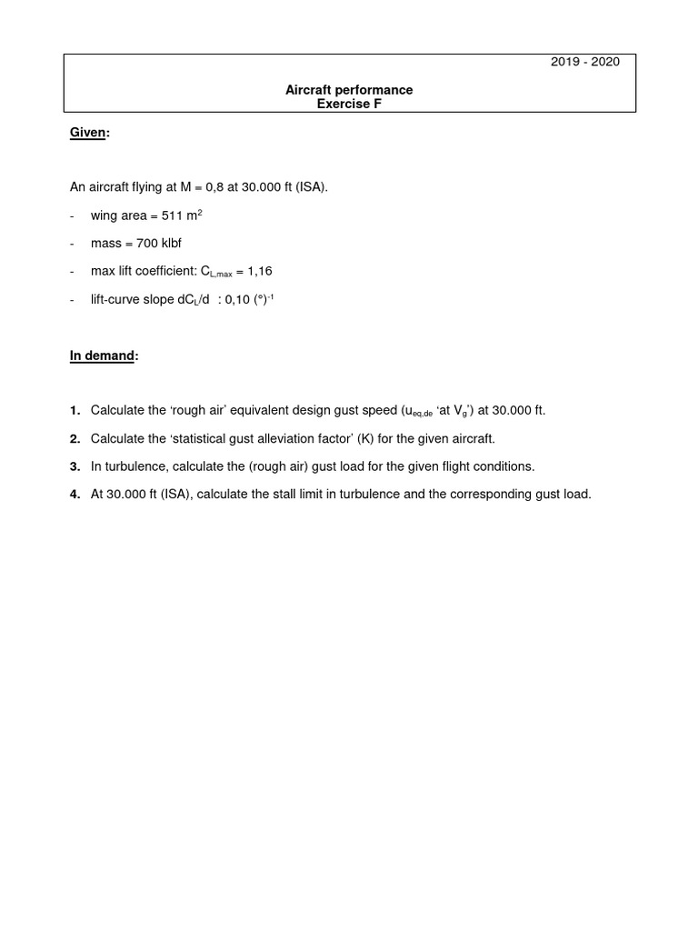 Aircraft Performance: Gust Load Calculations | PDF