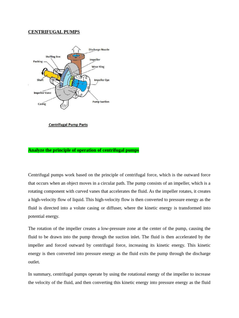 Centrifugal Pump Operation and Types | PDF | Pump | Chemical Engineering