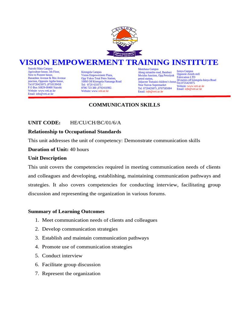 Communication Skills - Notes | PDF | Communication | Nonverbal ...