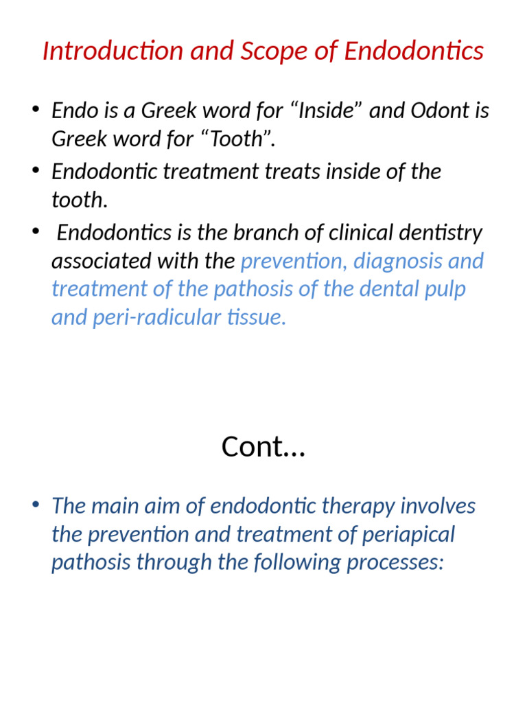 Understanding Endodontics: Scope & Treatment | PDF | Human Tooth ...