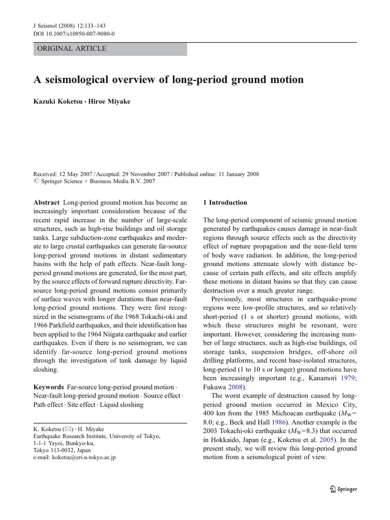 A Seismological Overview of Long-Period Ground Motion | PDF ...