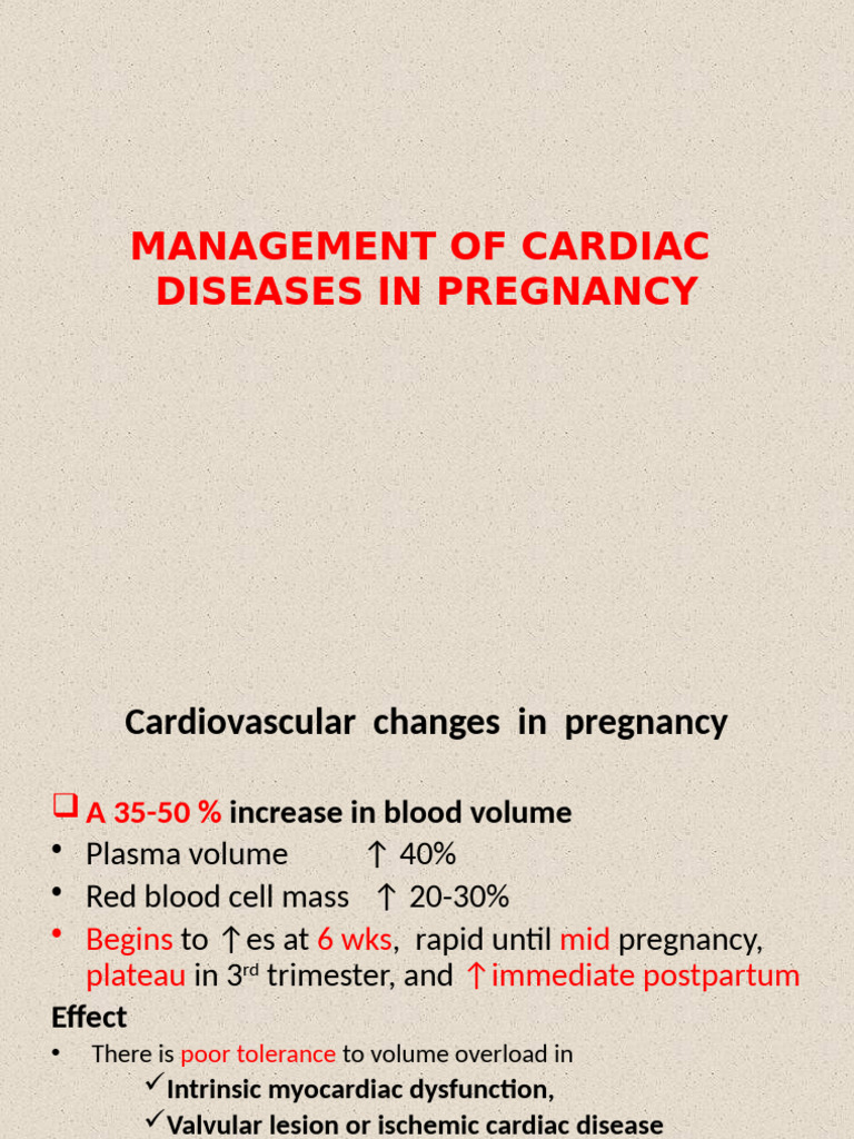 Cardiac Disease Management in Pregnancy | PDF | Congenital Heart Defect ...