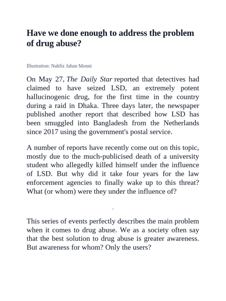 Addressing Drug Abuse in Bangladesh | PDF | Illegal Drug Trade ...