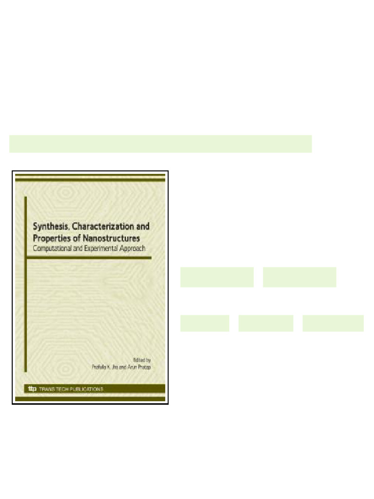 Synthesis Characterization and Properties of Nanostructures 1st Edition ...