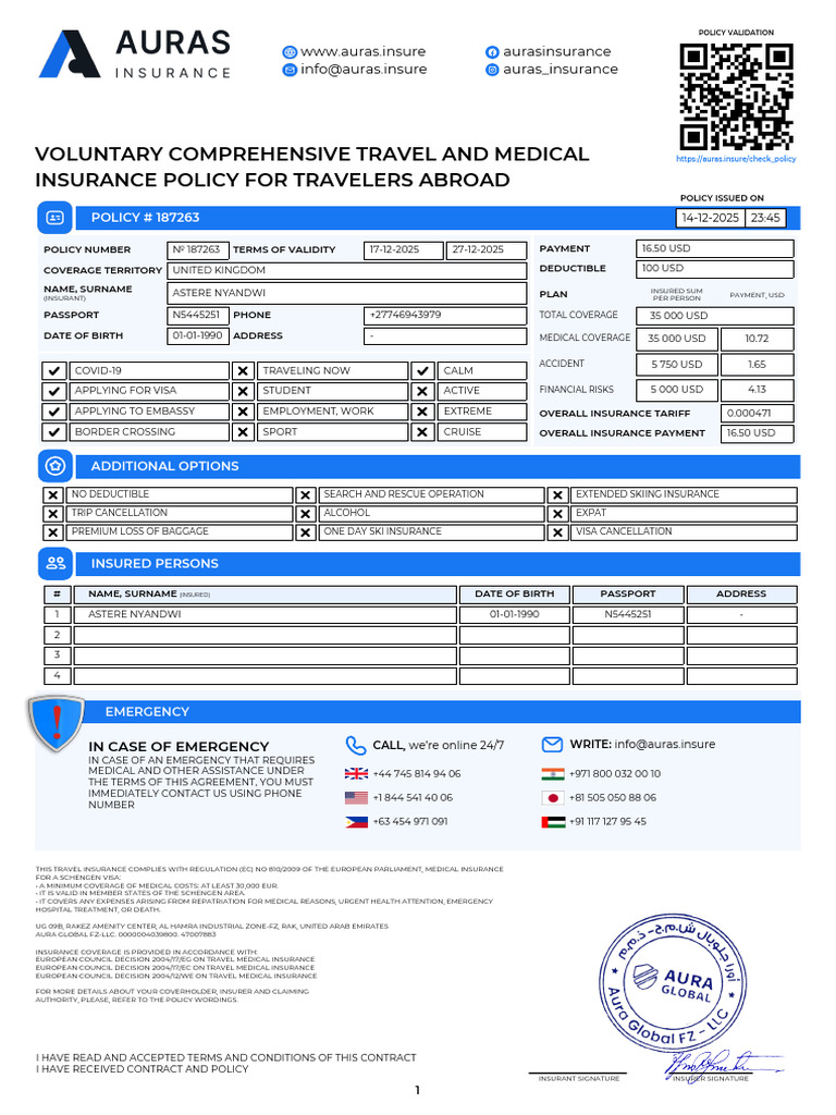 Comprehensive Travel Insurance Policy | PDF | Insurance | Travel Visa