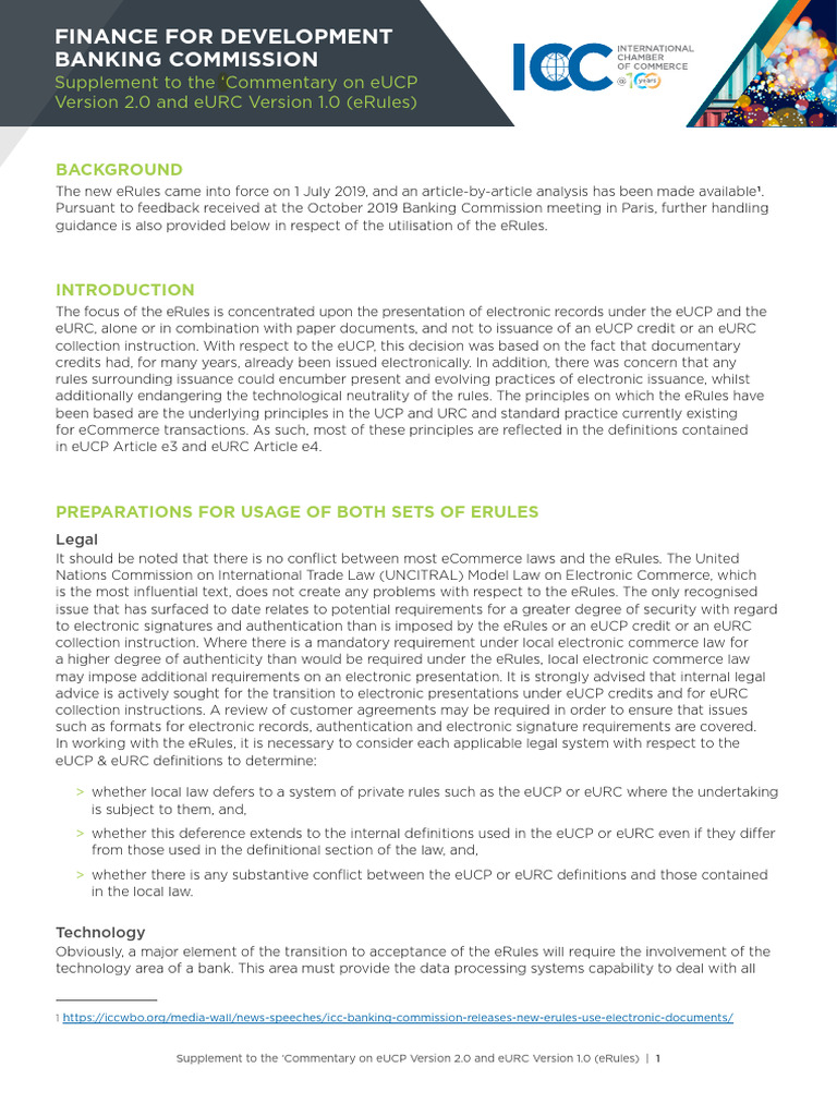 eUCP and eURC eRules Guidance Document | PDF | Authentication