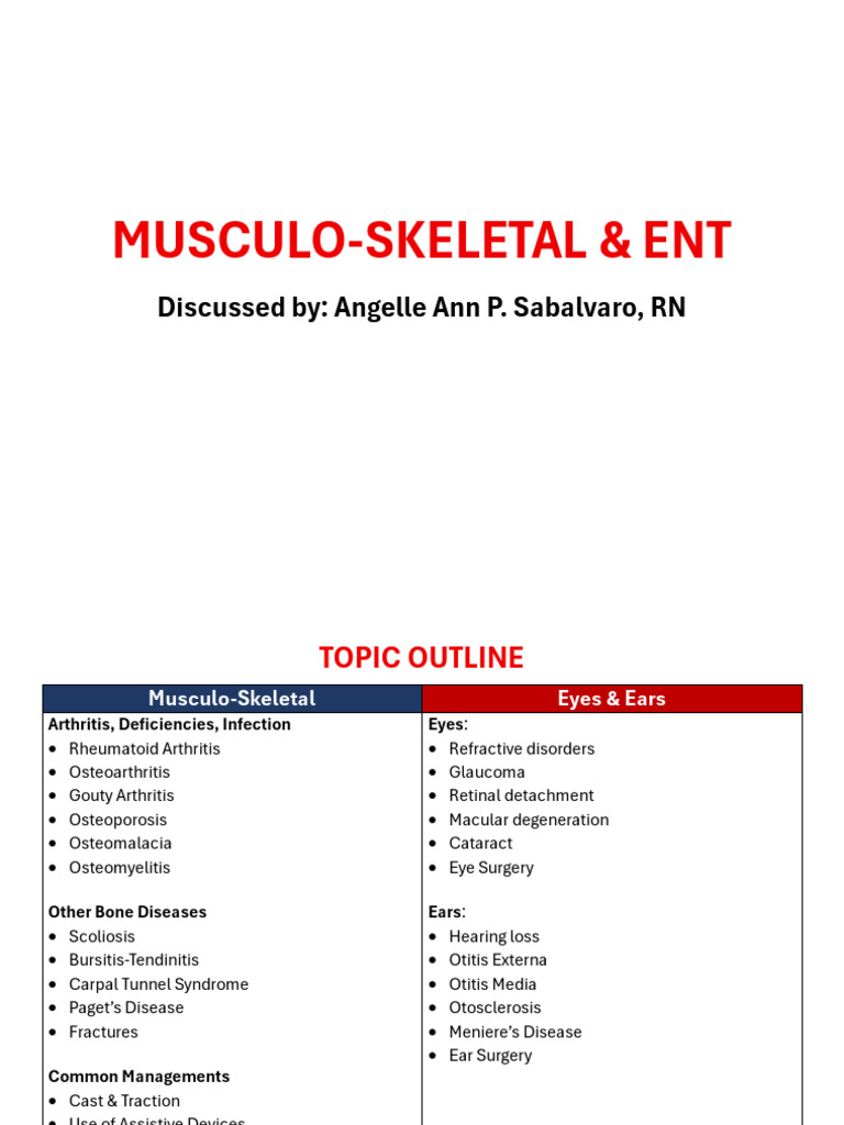 Musculoskeletal and ENT Disorders Overview | PDF | Gout | Joint