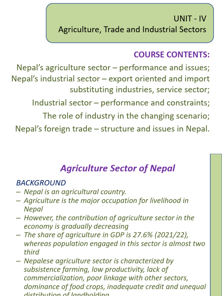 Nepal's Agriculture and Industrial Sectors | PDF | Agriculture | Nepal