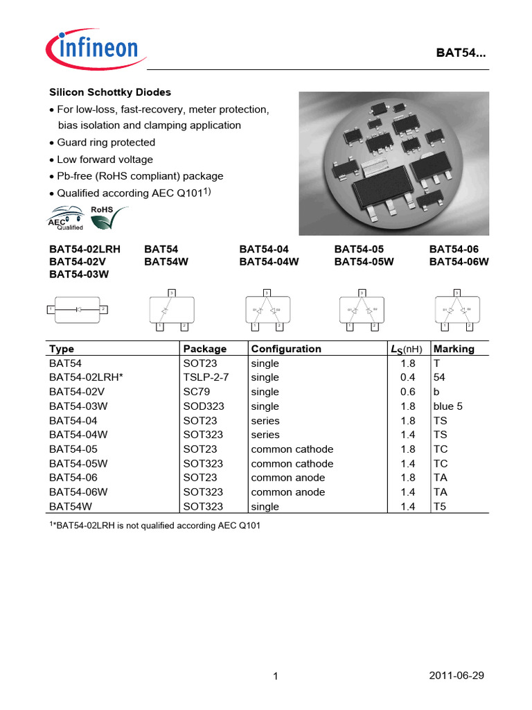 BAT54 Silicon Schottky Diodes Overview | PDF | Diode | Electricity