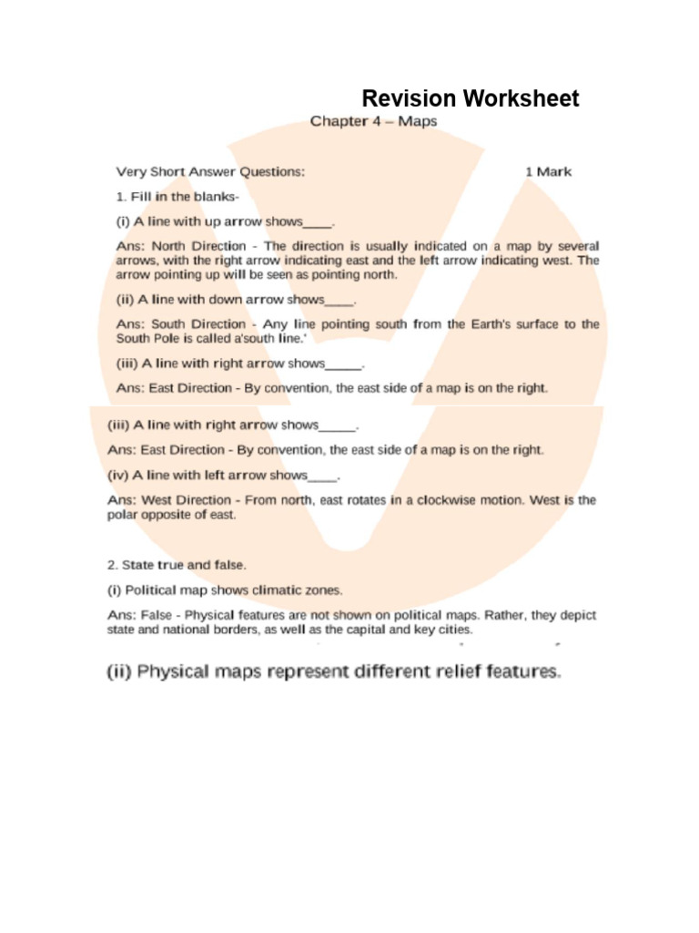 Revision Worksheeyt Chapter - Maps 2 | PDF