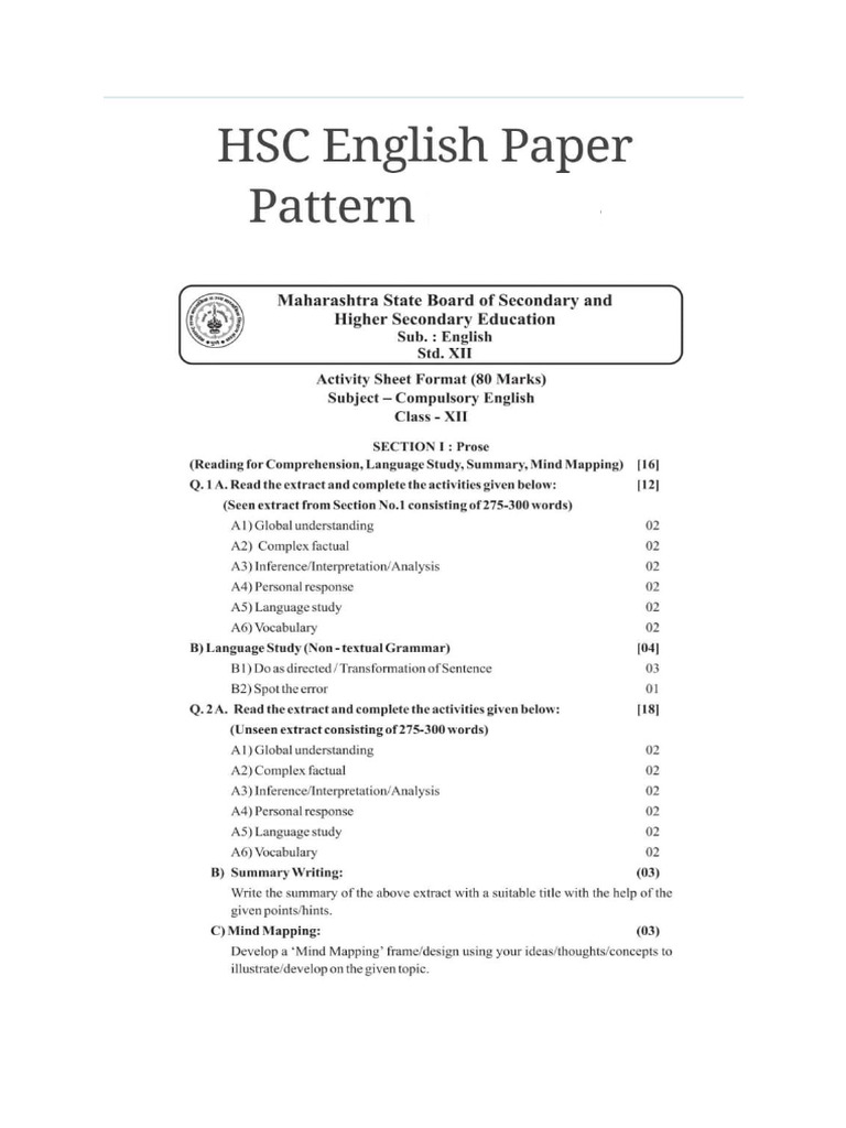 SYJC Prelims Paper Pattern | PDF