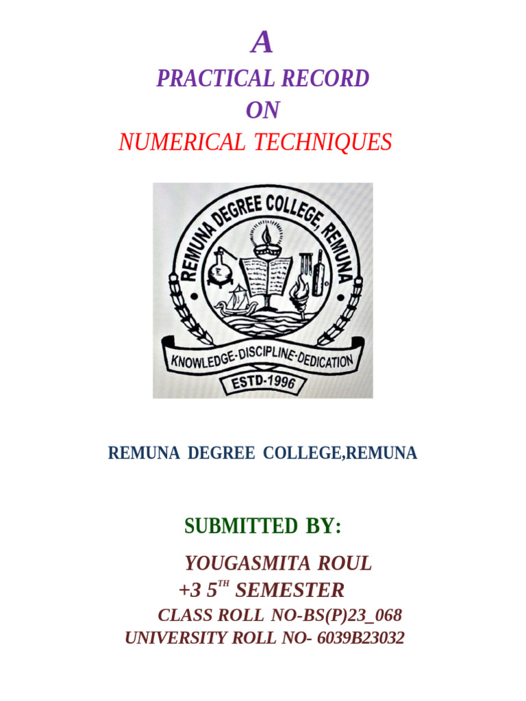 Practical Record on Numerical Techniques | PDF