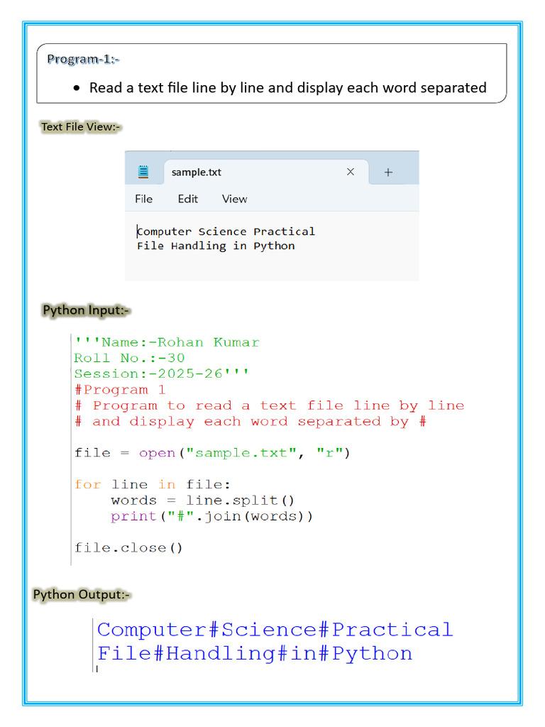 Python File Handling Examples | PDF