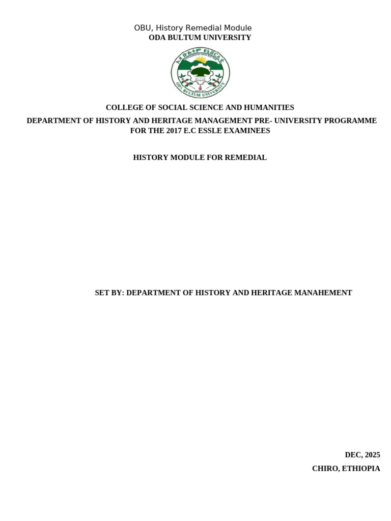 OBU History Remedial Module Guide | PDF | Ancient Egypt | Anno Domini