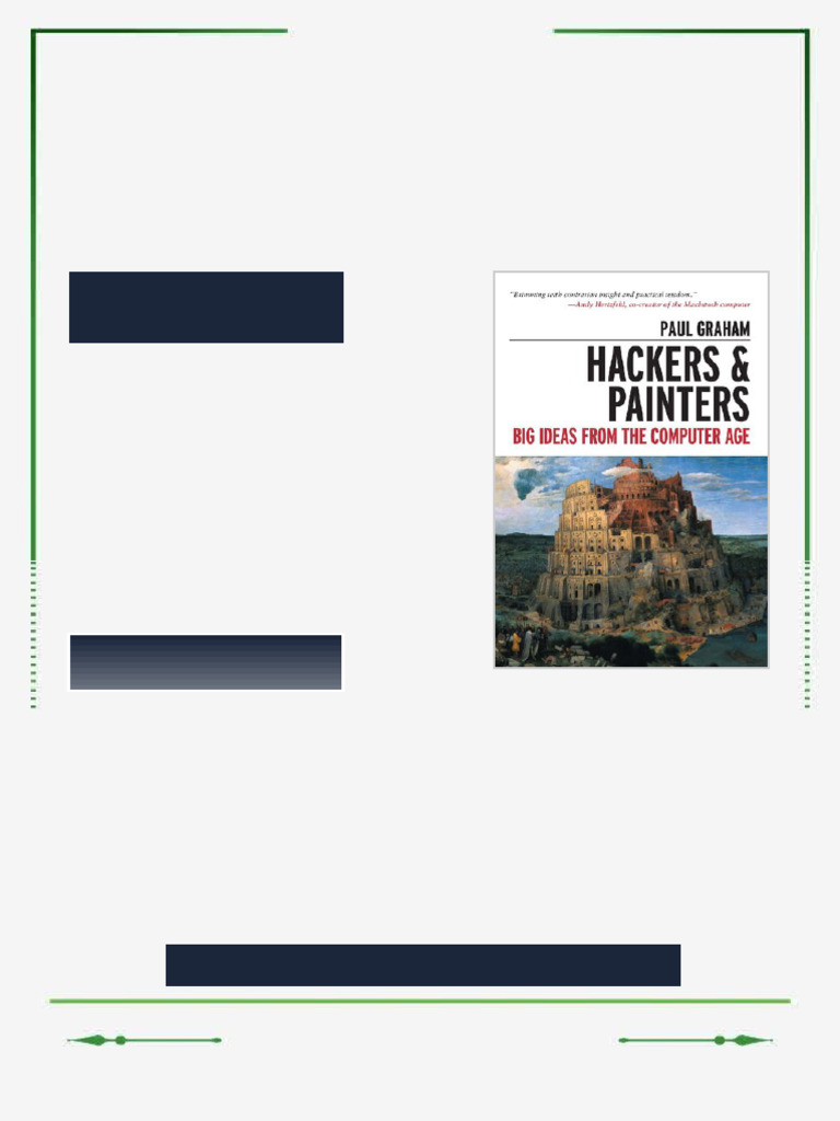 Hackers Painters Big Ideas From The Computer Age 1st Edition Paul ...