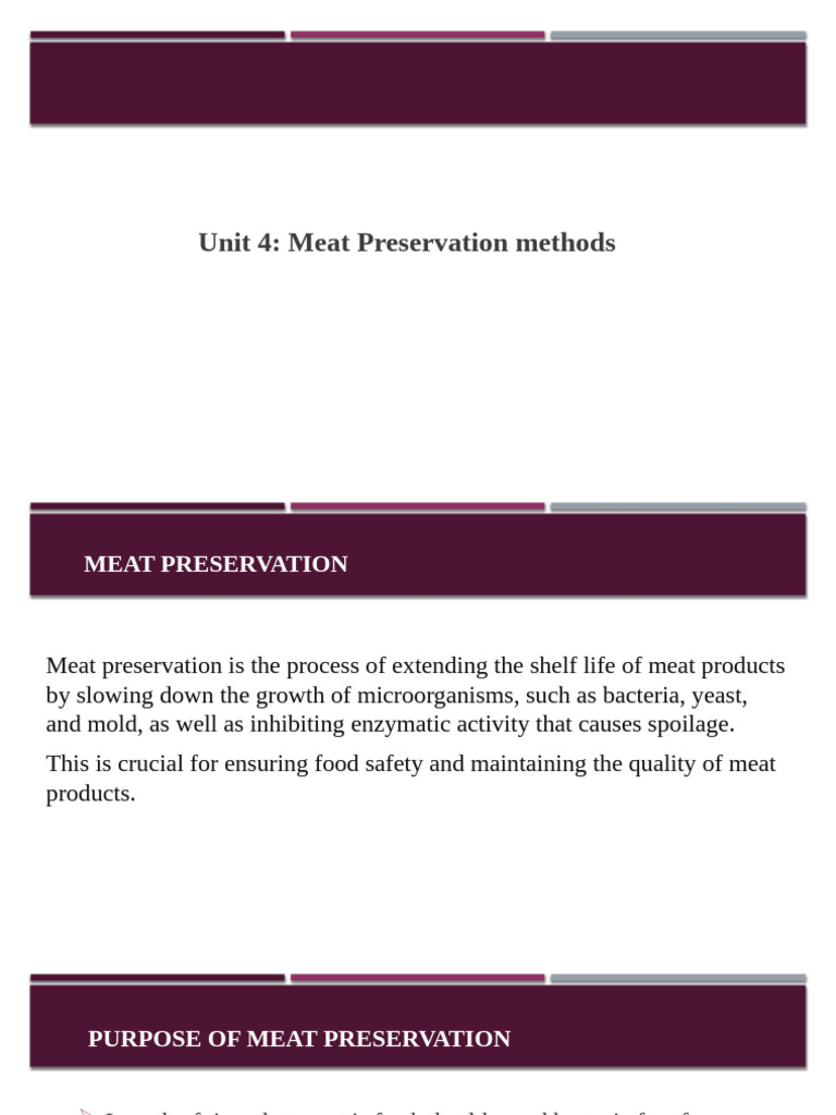 Unit 4 Preservation of Meat | PDF | Food Preservation | Curing (Food ...