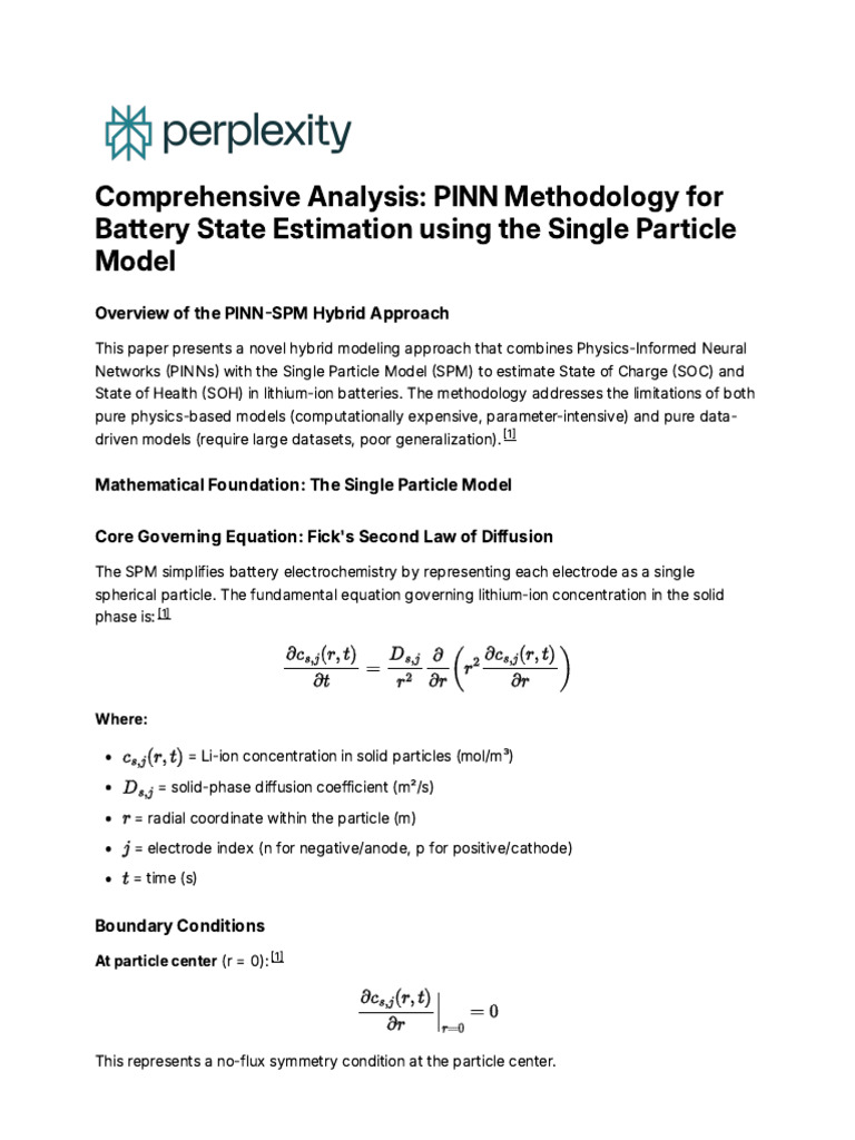 Hybrid PINN-SPM Model for Battery SOC/SOH | PDF | Electricity