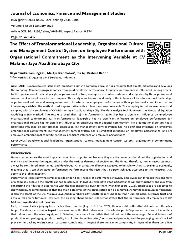 Impact of Leadership on Employee Performance | PDF | Leadership ...