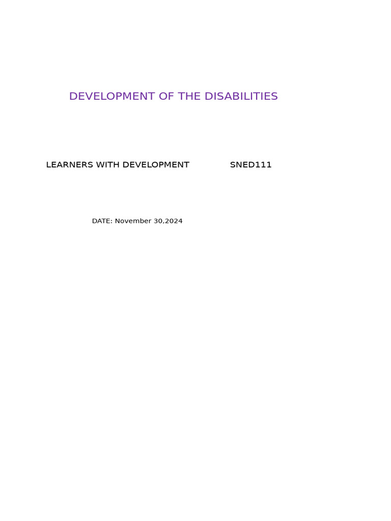 Developmental Disabilities Overview | PDF | Intellectual Disability ...