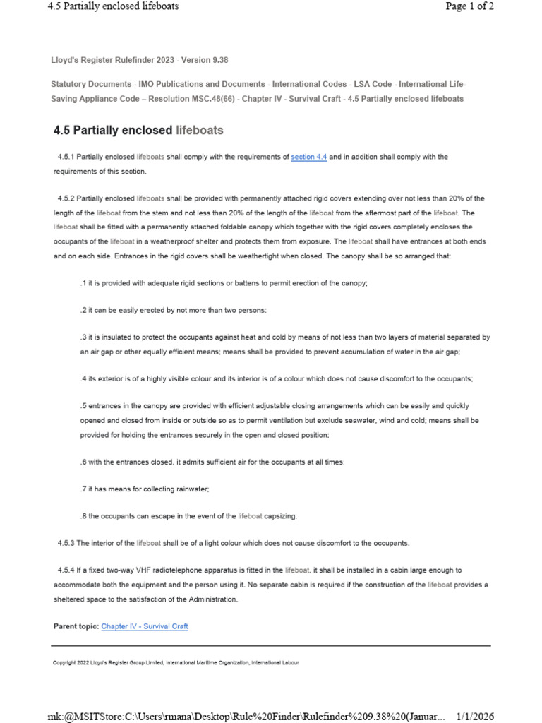 4.5 Partially Enclosed Lifeboats | PDF