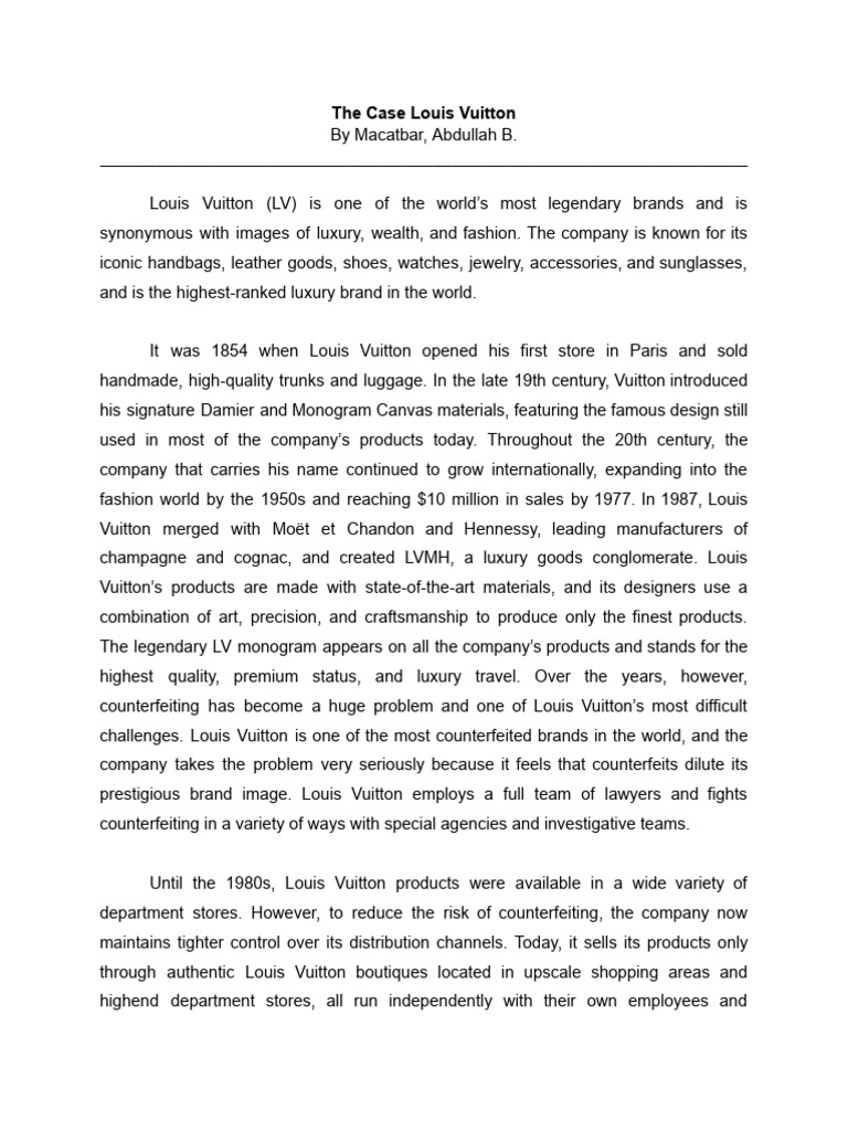 Case Analysis - Louis Vuitton - Macatbar | PDF