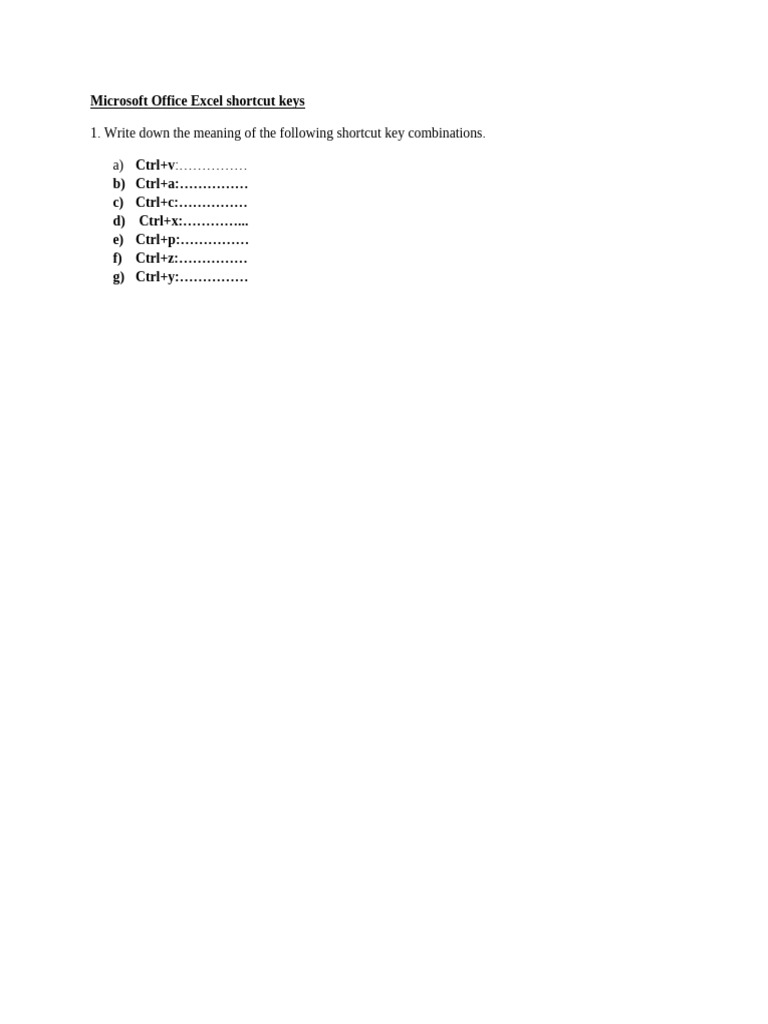 Microsoft Office Shortcut Keys | PDF