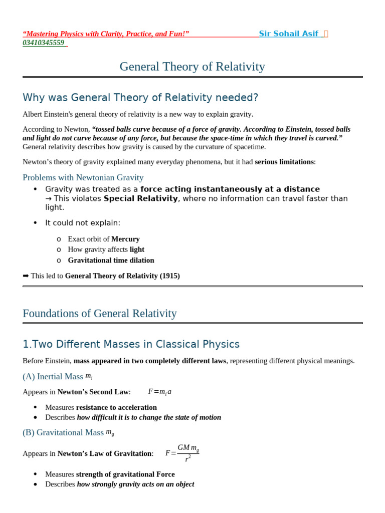 Understanding Einstein's Relativity Basics | PDF | Gravity | General ...