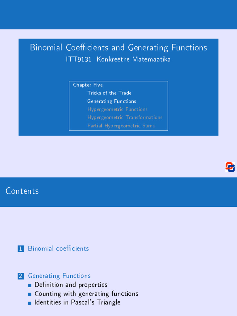 Binomial Coefficients 2 | PDF | Recurrence Relation | Summation